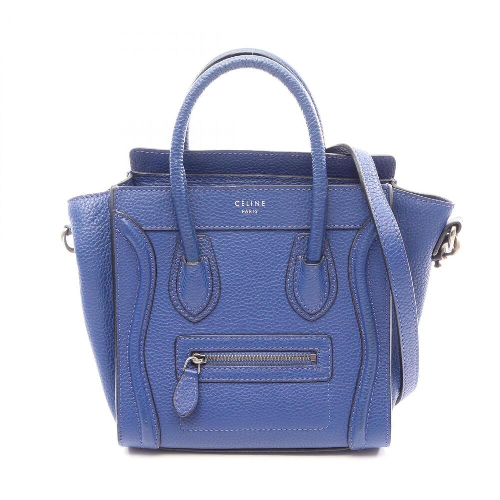 Celine Luggage Nano Shopper 2-Way Handbag, Leather, Women's, Blue